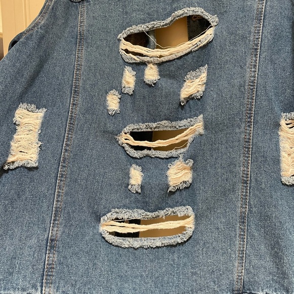 Wax Jean Distressed Blue Jean Jacket - Picture 5 of 5